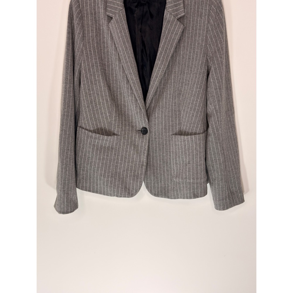 Banana Republic Pinstripe Knit Blazer Women's Gray White Office Career Preppy 12 - Picture 4 of 12
